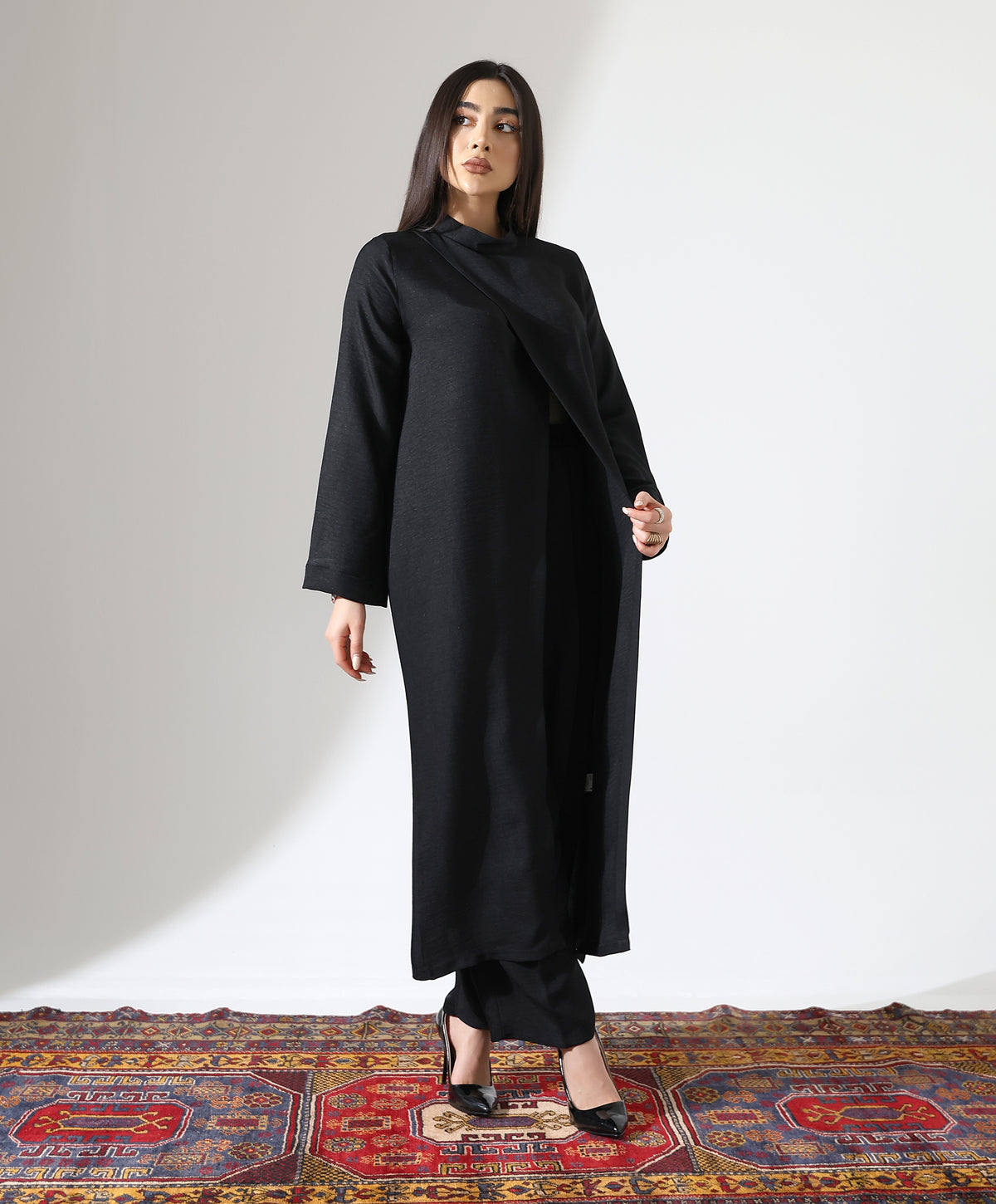 Asymmetrisches Tunika-Set mit Stehkragen