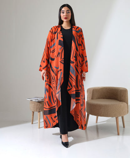 Gemusteter Chiffon-Cardigan mit Schalkragen