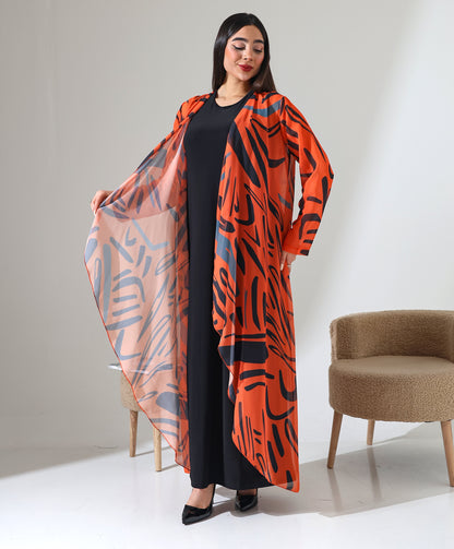 Gemusteter Chiffon-Cardigan mit Schalkragen