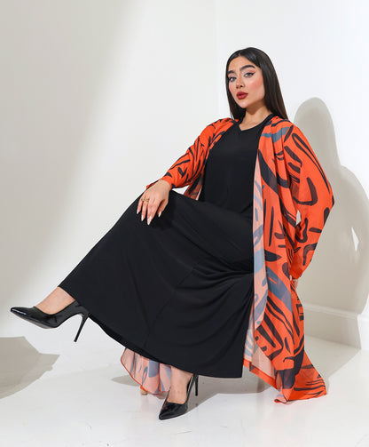 Gemusteter Chiffon-Cardigan mit Schalkragen