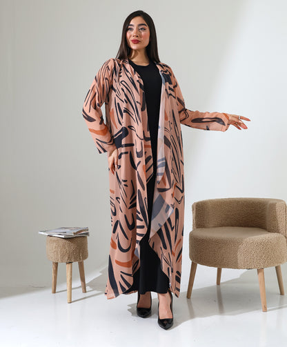 Gemusteter Chiffon-Cardigan mit Schalkragen