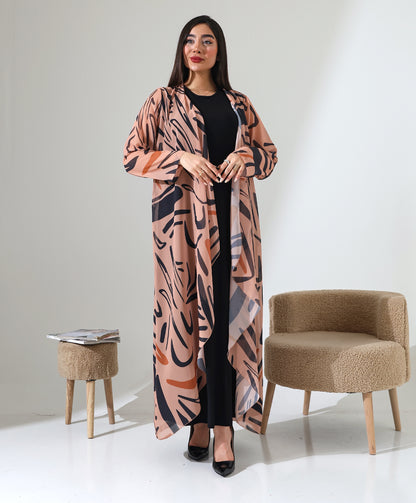 Gemusteter Chiffon-Cardigan mit Schalkragen