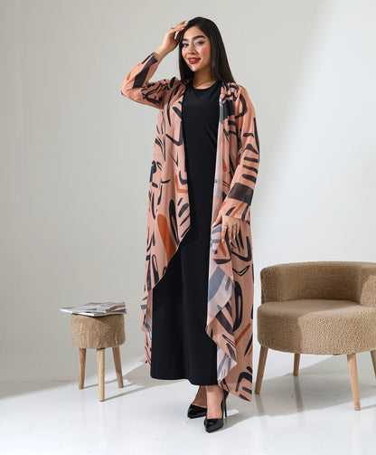 Gemusteter Chiffon-Cardigan mit Schalkragen