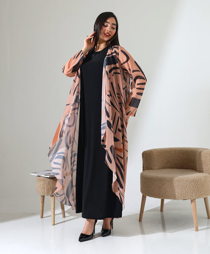 Gemusteter Chiffon-Cardigan mit Schalkragen