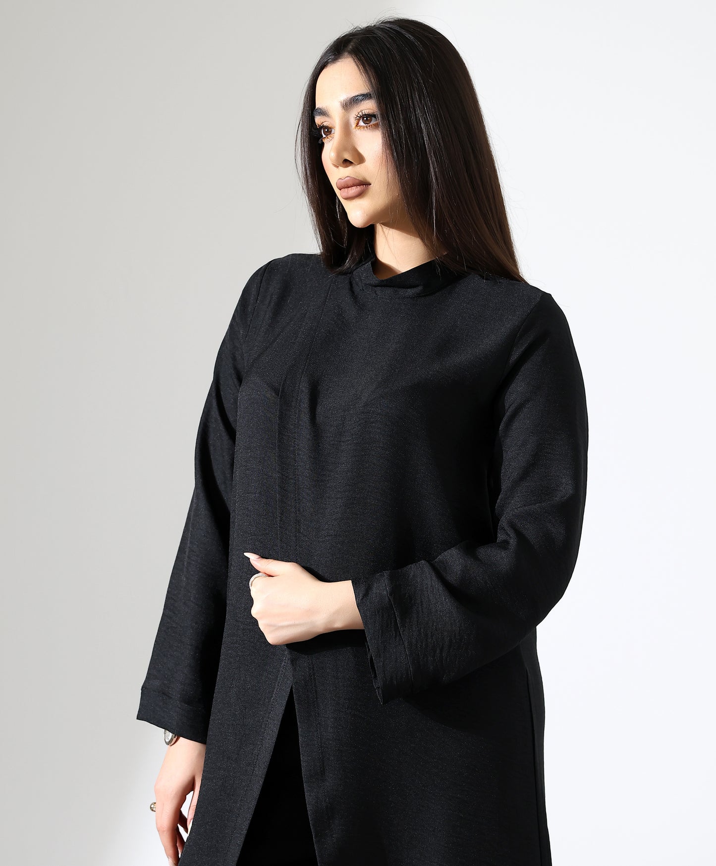 Asymmetrisches Tunika-Set mit Stehkragen