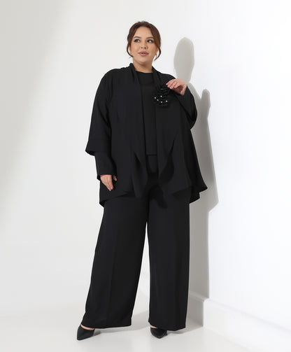 Dreiteiler-Set mit Schal-Cardigan