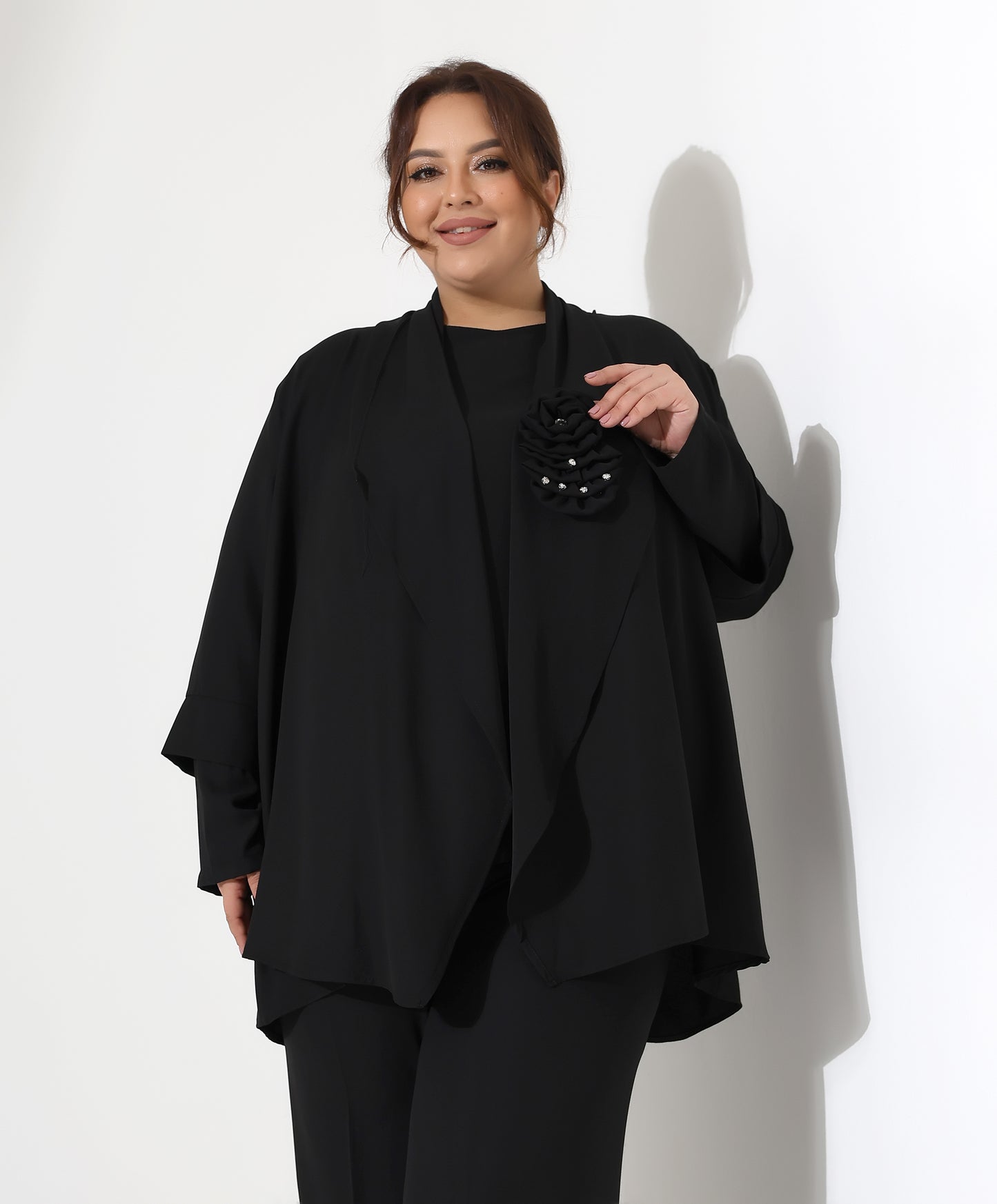 Dreiteiler-Set mit Schal-Cardigan